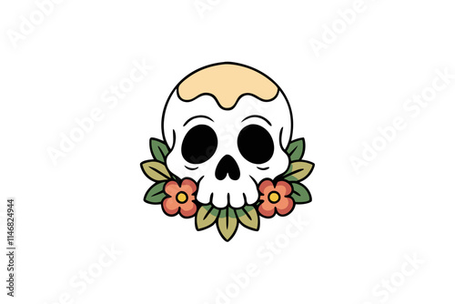 skull with flowers