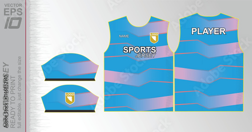 Modern ready-to-print jersey design with dynamic lines and vibrant colors. Perfect for football, basketball, cycling, or sportswear. High-quality, customizable vector file for instant printing.