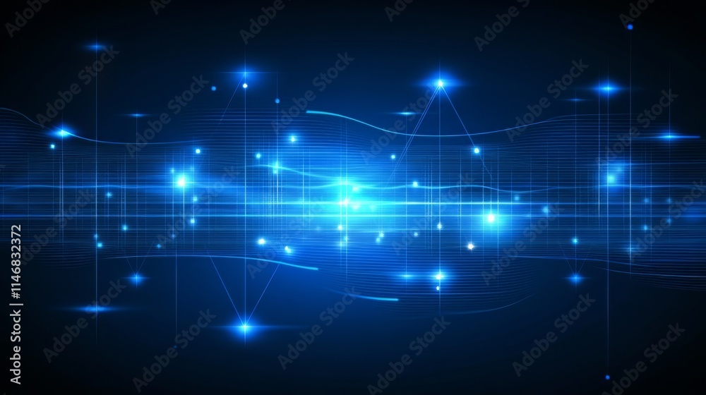 Abstract Technology Background Design with Glowing Lines and Data Visualization