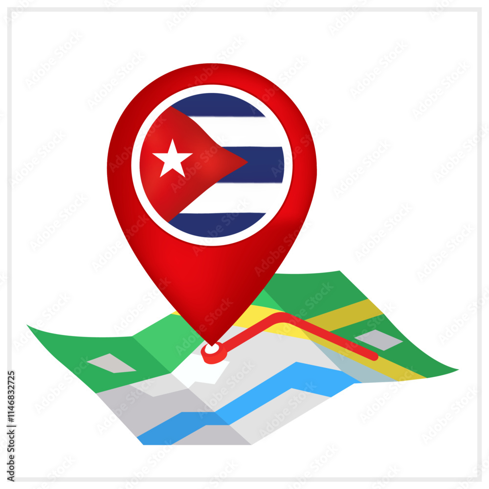 Cuba Flag and Location Symbol Design Cuba Flag and Location Symbol Design