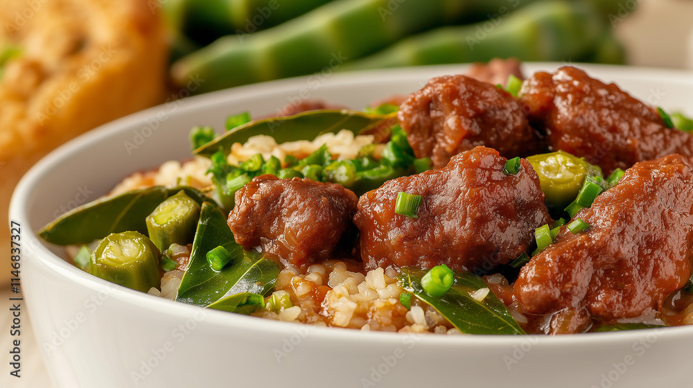 Goat curry with okra and bay leaves
Goat curry with okra and bay leaves