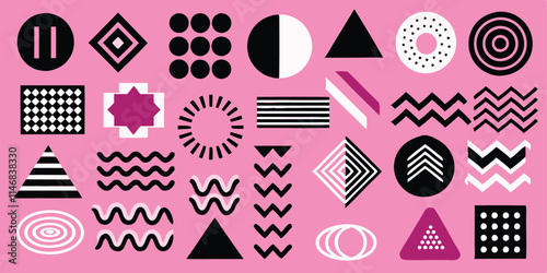 Different set of geometric shapes. Memphis design retro elements. Collection trendy halftone geometric shapes. trends designs and vintage graphics design element collection. vector file easily used.