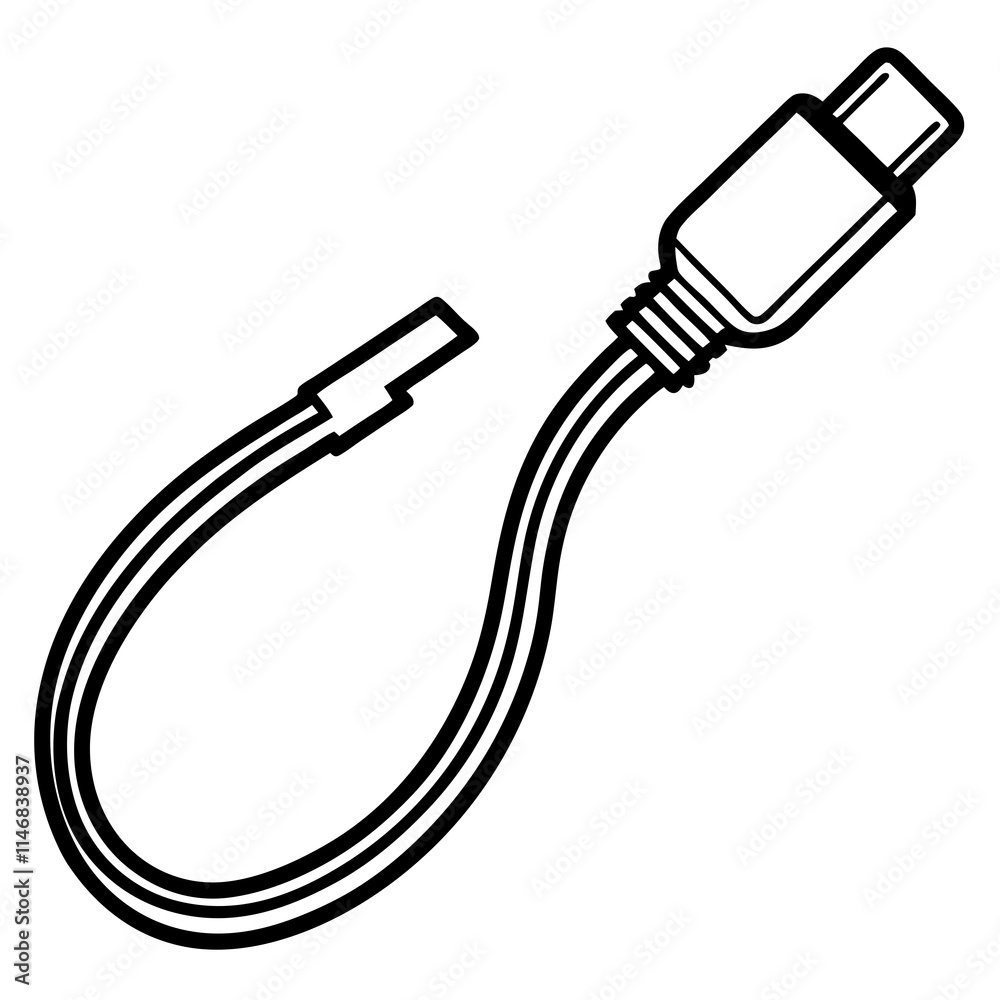 Lightning Cable Minimalist Line Art Vector Design Lightning Cable Minimalist Line Art Vector Design