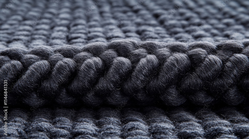 Thick Dark Grey Yarn Knit Texture Close Up Thick Dark Grey Yarn Knit Texture Close Up