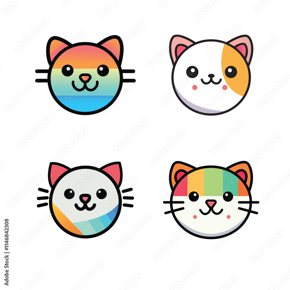 Obraz premium colorful cat head icon vector design