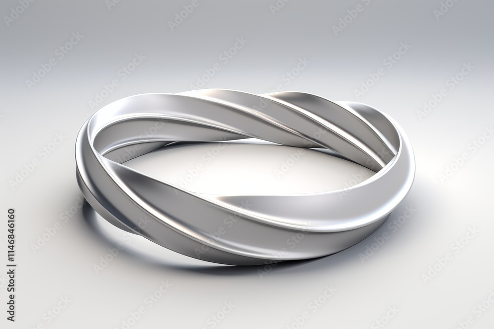 Naklejka premium Minimalist black and white mobius ring illustration conveying infinity and endless surface