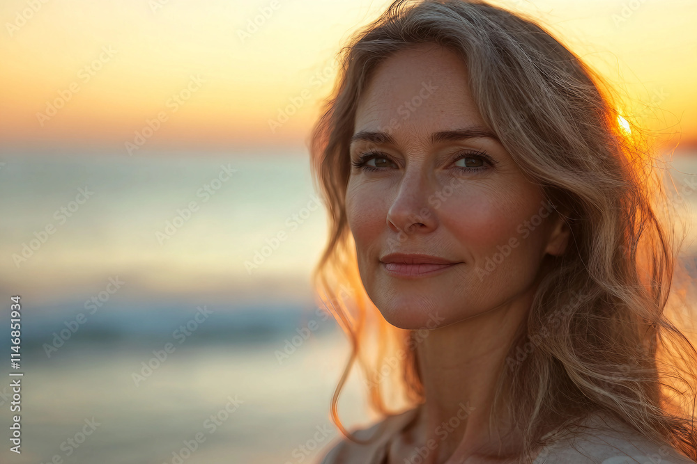 Generative AI Portrait of Person Traveler Enjoying Sunset on Beach during Summer Vacation Generative AI Portrait of Person Traveler Enjoying Sunset on Beach during Summer Vacation