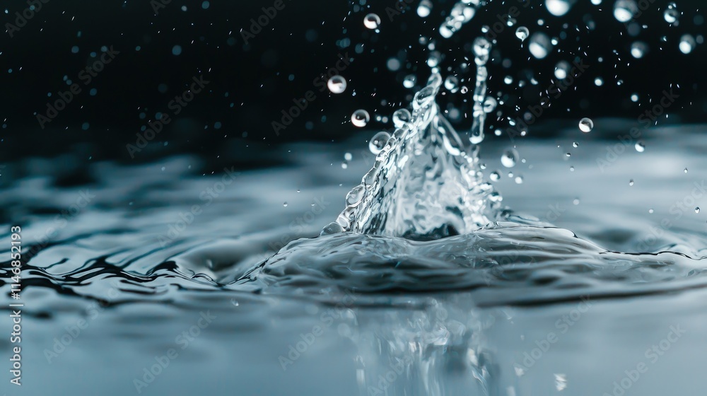 Water droplet impact, splash crown, ripples. Water droplet impact, splash crown, ripples.