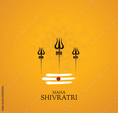 Maha Shivartri celebration vector illustration with mandala and yellow background 