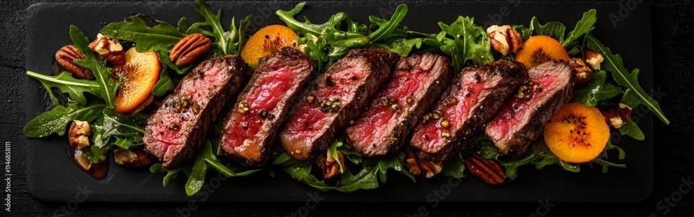 Gourmet Steak Salad with Fresh Fruits and Arugula Gourmet Steak Salad with Fresh Fruits and Arugula