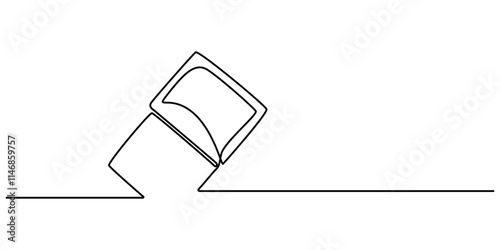 continuous eraser drawing in one line,  school supplie, Back to school one line continuous drawing. rubber eraser. outline pro vector illustraton, Eraser continuous one line drawingo of simple. 