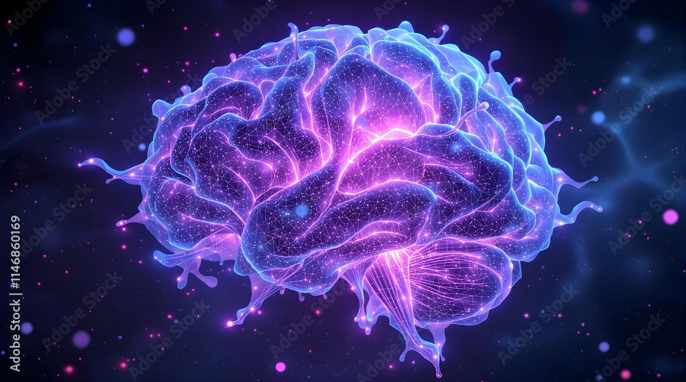 Obraz premium Futuristic Neural Network Brain Visualization