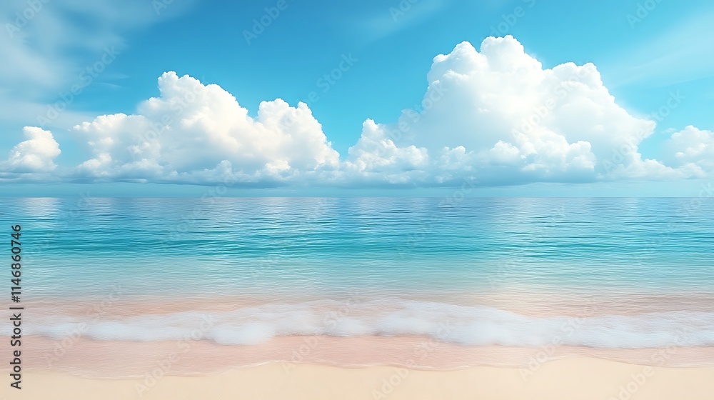 Serene Ocean Beach Scene Under a Blue Sky Serene Ocean Beach Scene Under a Blue Sky