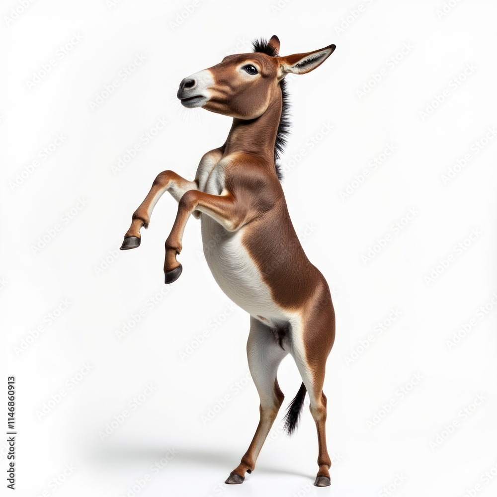 Donkey Rearing up With Front Legs Raised in a Clean Space Donkey Rearing up With Front Legs Raised in a Clean Space