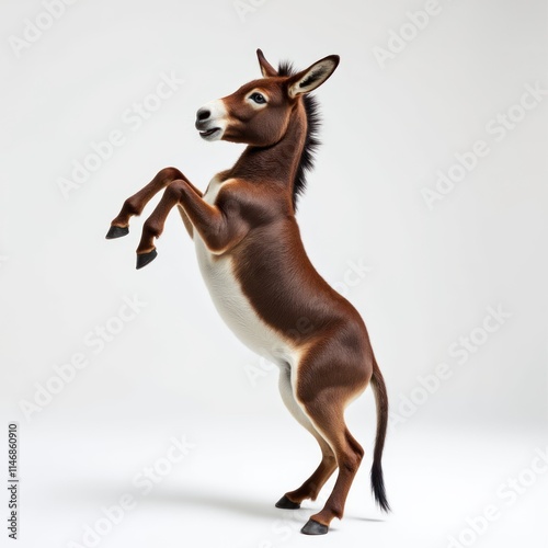 Playful Donkey With Soft Brown and White Fur on a Clean Background