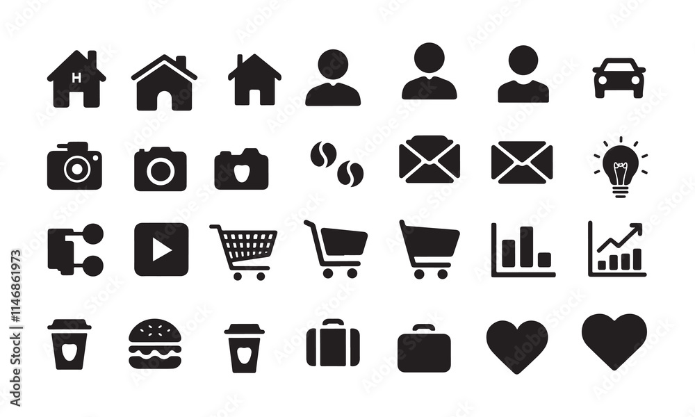 icon set vector on white