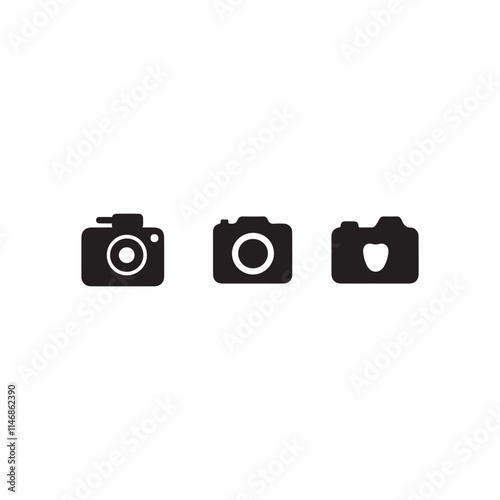 Camera icon vector art on white