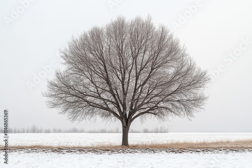 Wallpaper Mural Solitary bare tree in snowy field under overcast sky. Torontodigital.ca