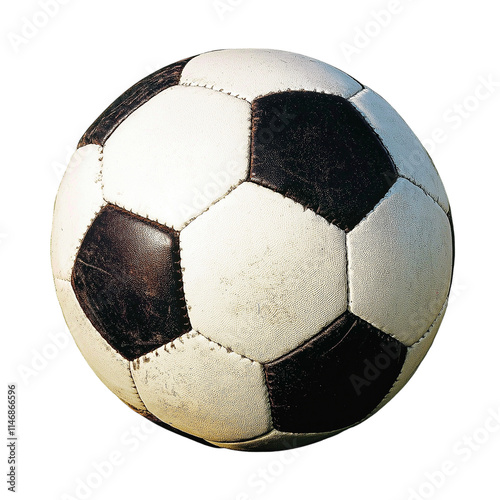 A black-and-white soccer ball isolated over a white background.
 photo