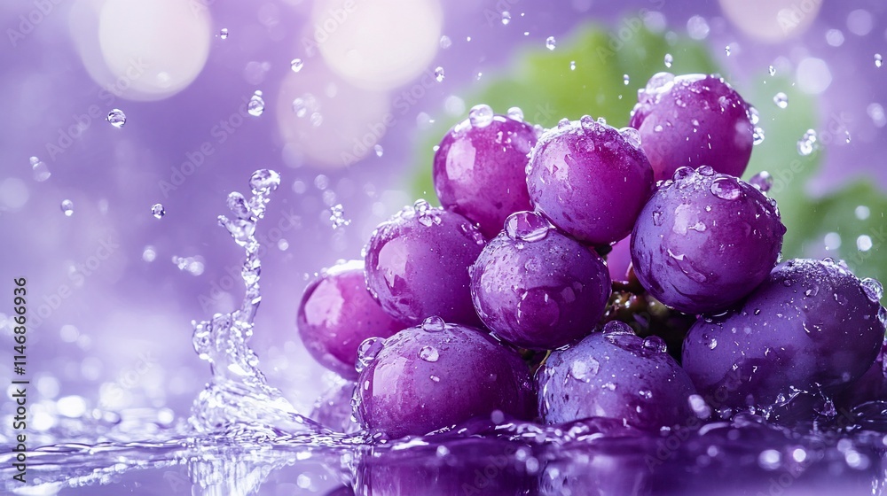 Fresh purple grapes with water splash. Fresh purple grapes with water splash.