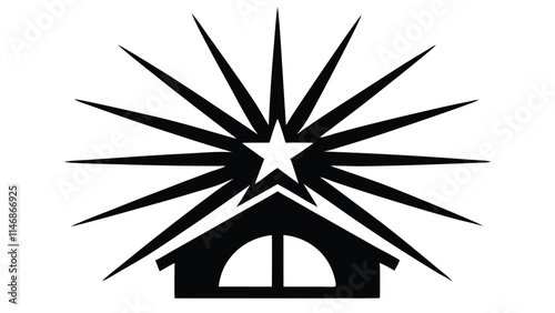 Christmas Star Shining Over a Manger