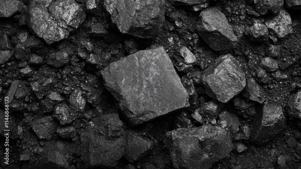 Dark Grey Coal Rocks Close Up Texture