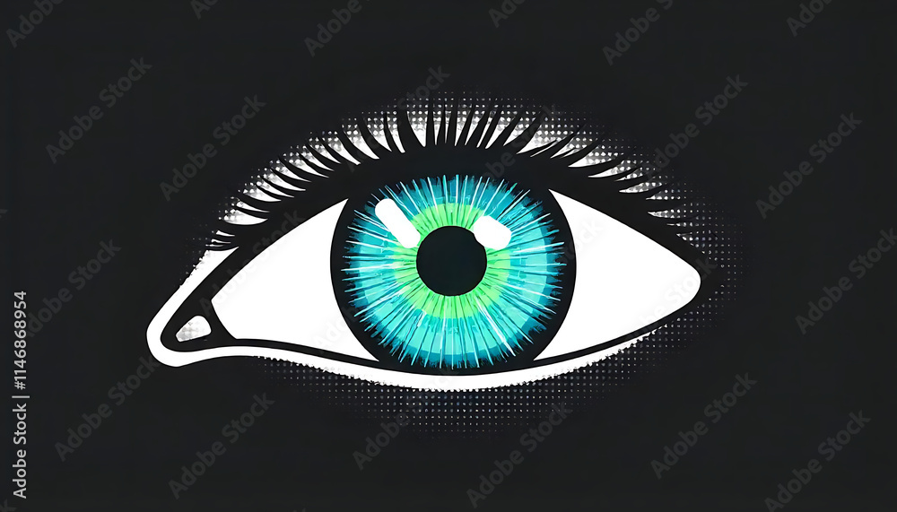 Vector human eye illustration made by halftone patter. Vector human eye illustration made by halftone patter.