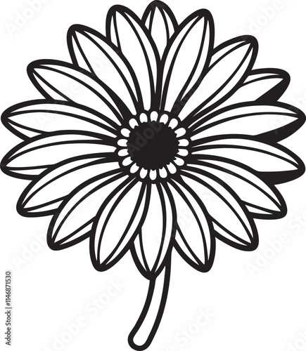 Heart shape with daisy line art floral clipart cartoon vector 