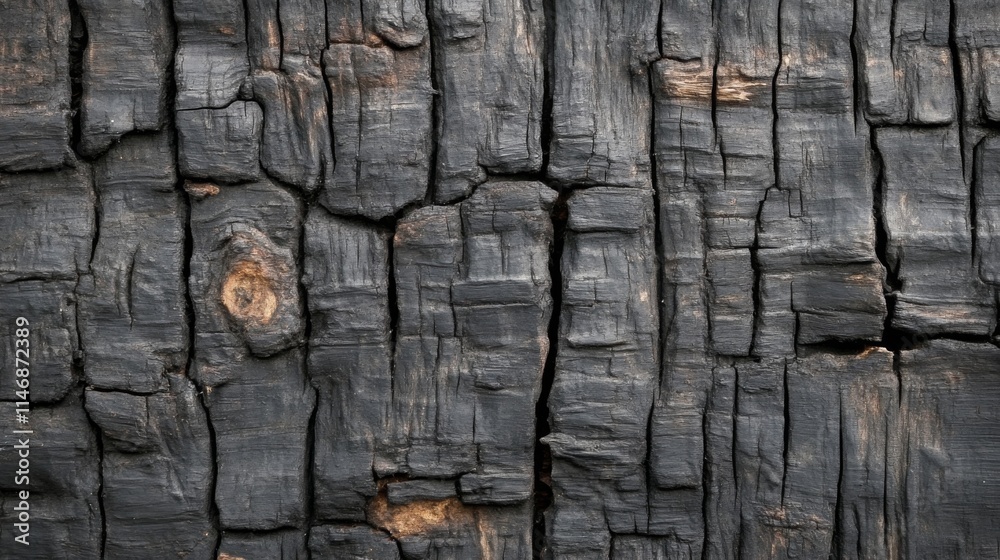 Fototapeta premium Charred Wood Texture Dark Cracked Surface