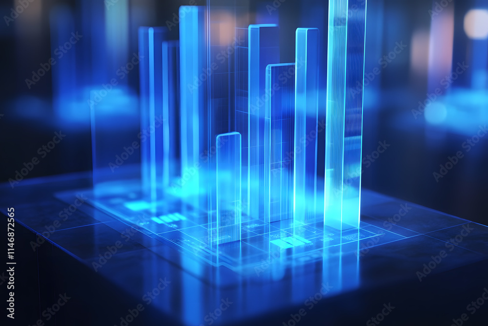 Digital Stock Market Chart with Blue Data Points on Black Background Digital Stock Market Chart with Blue Data Points on Black Background