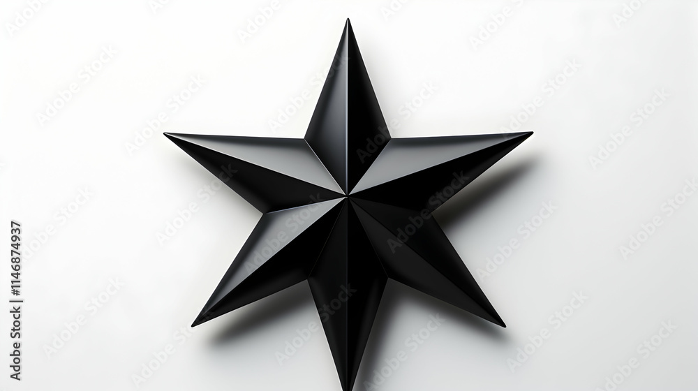A three-dimensional black star with pointed edges, set against a light background. A three-dimensional black star with pointed edges, set against a light background.