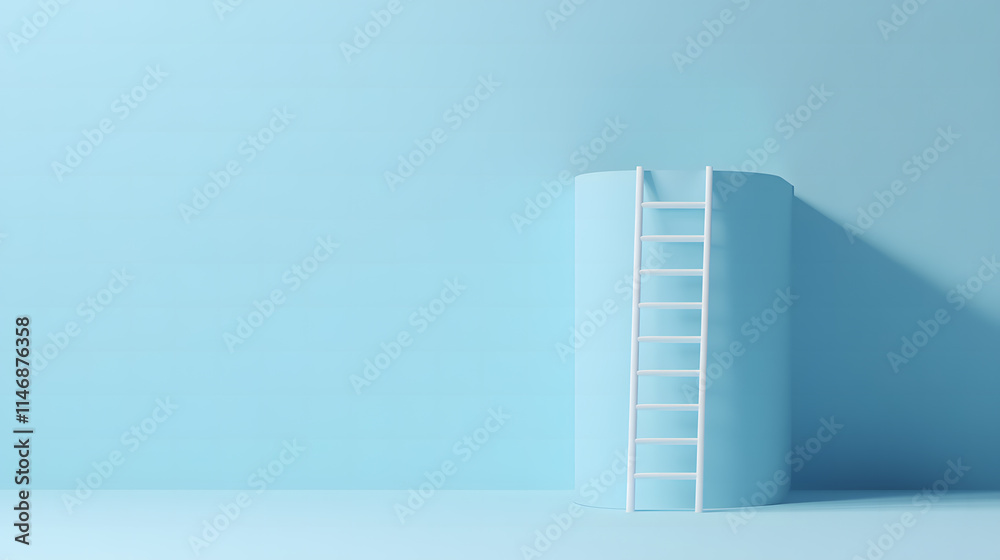 custom made wallpaper toronto digitalMinimalistic White Airplane on Light Blue Background with Boarding Stairs