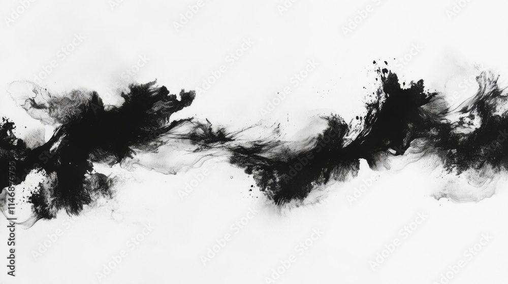 Abstract Black Ink Wash Painting On White Background Abstract Black Ink Wash Painting On White Background
