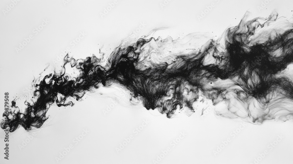 Abstract Black Ink Swirls On White Background Abstract Black Ink Swirls On White Background