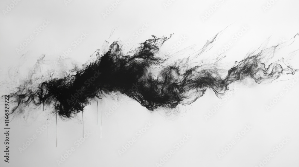 Fototapeta premium Abstract Black Ink Swirl on White Background