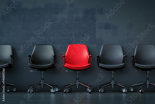 Standout Red Office Chair Among White Chairs in a Modern Workspace