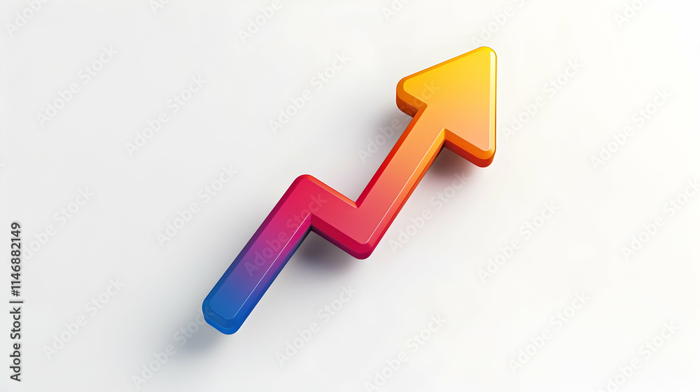 A colorful upward arrow symbolizing growth and progress in a clean, modern design. A colorful upward arrow symbolizing growth and progress in a clean, modern design.