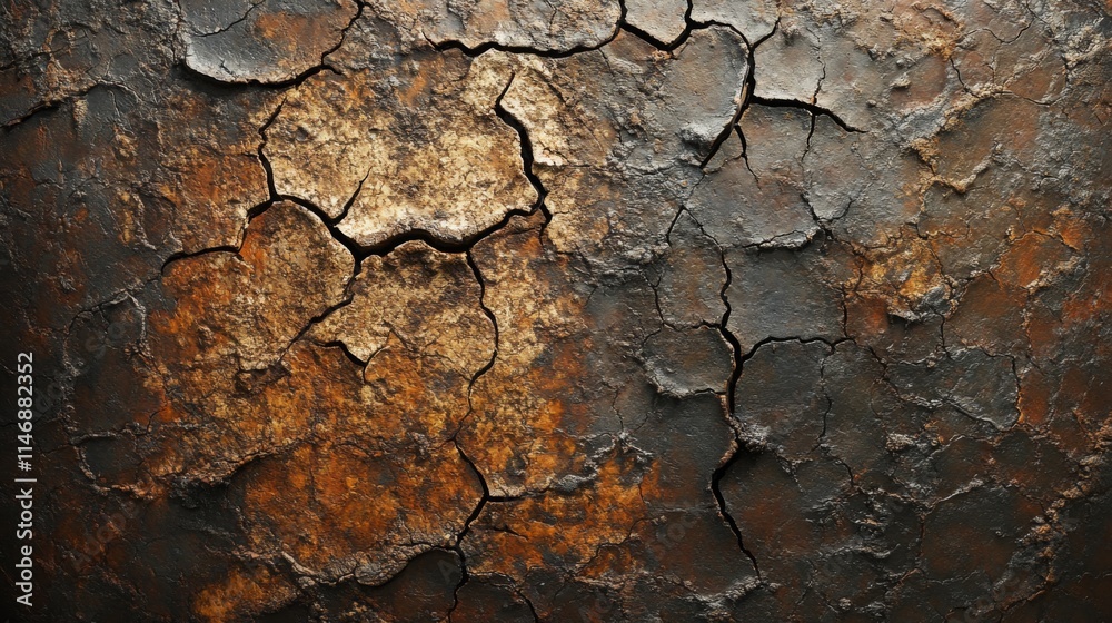 Cracked dark brown and orange stone texture Cracked dark brown and orange stone texture