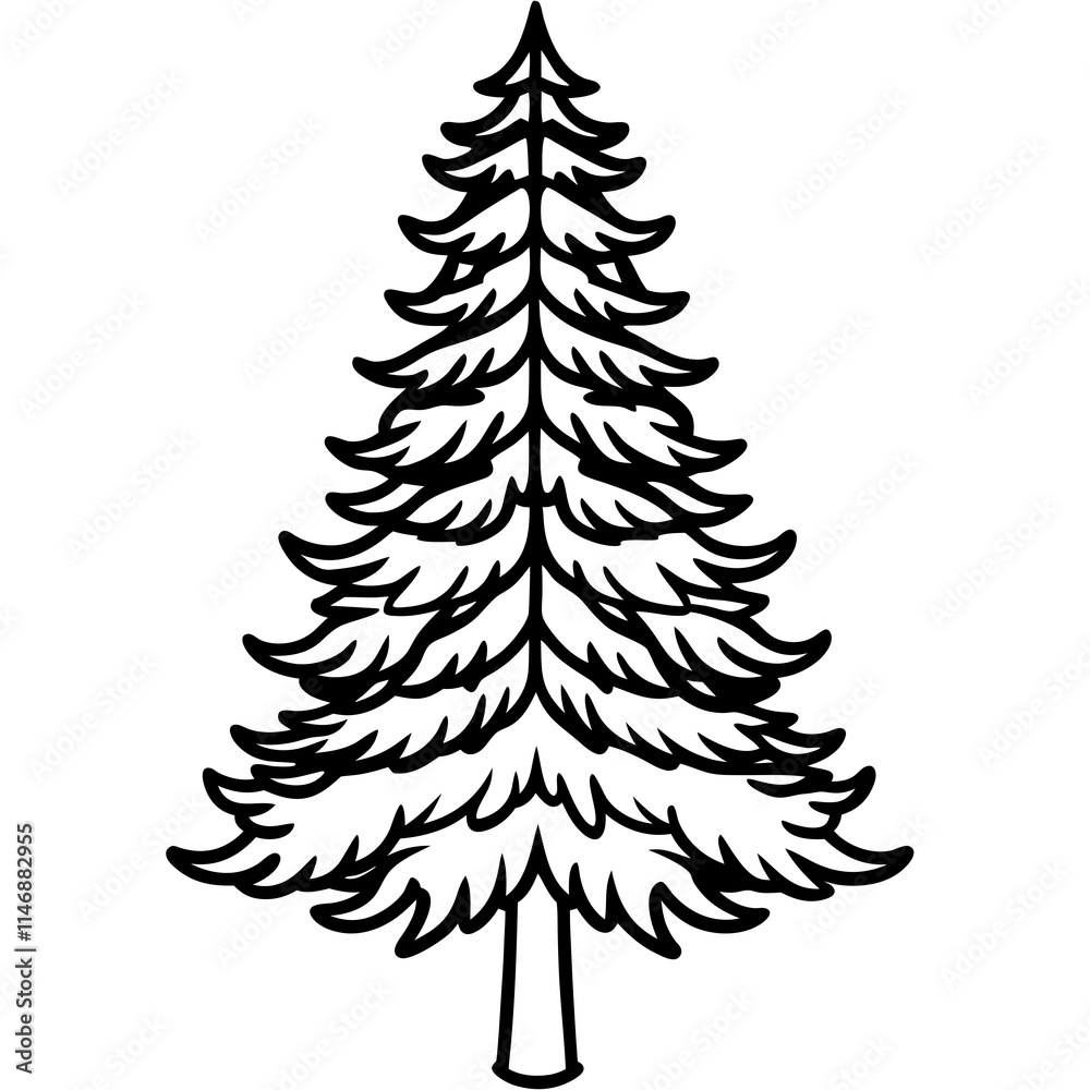 Obraz premium Minimalist Pine Tree Line Art Vector Design