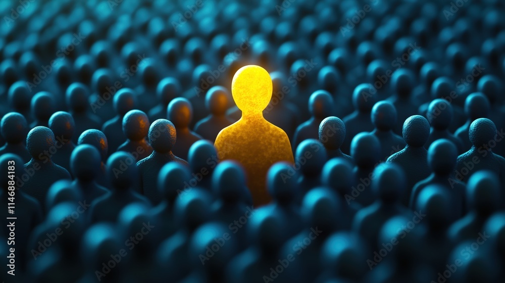Obraz premium Unique identity concept: standing out in a crowd of uniform figures