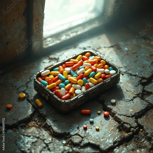 Pill organizer shadows, urban exploration's dark side.