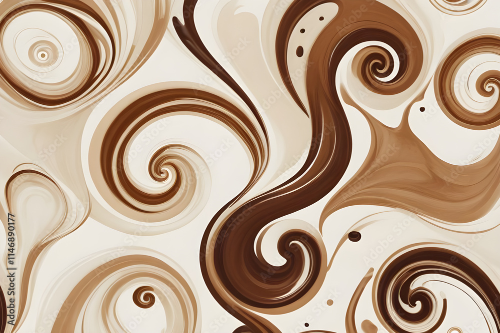 Swirling chocolate and cream creating a delectable abstract design Swirling chocolate and cream creating a delectable abstract design