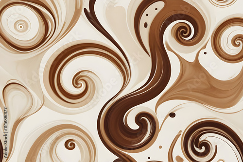 Swirling chocolate and cream creating a delectable abstract design