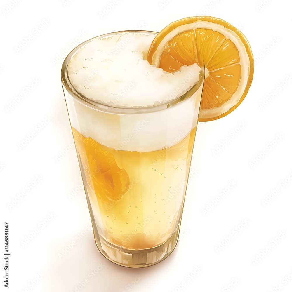 Refreshing Citrus Drink with Foam and Lemon Slice for Summer Vibes Refreshing Citrus Drink with Foam and Lemon Slice for Summer Vibes