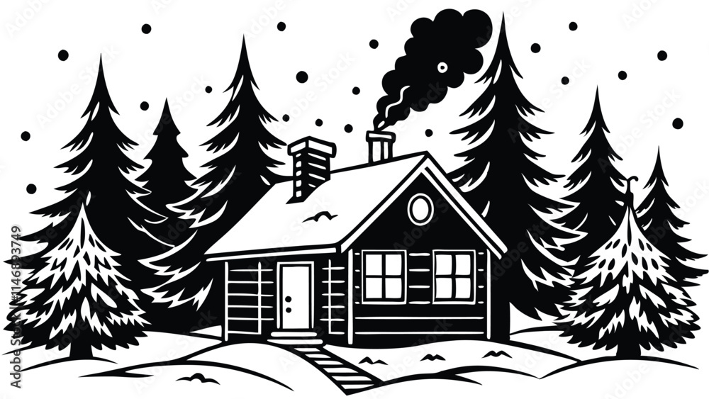 Obraz premium Cozy Christmas Cabin in the Woods