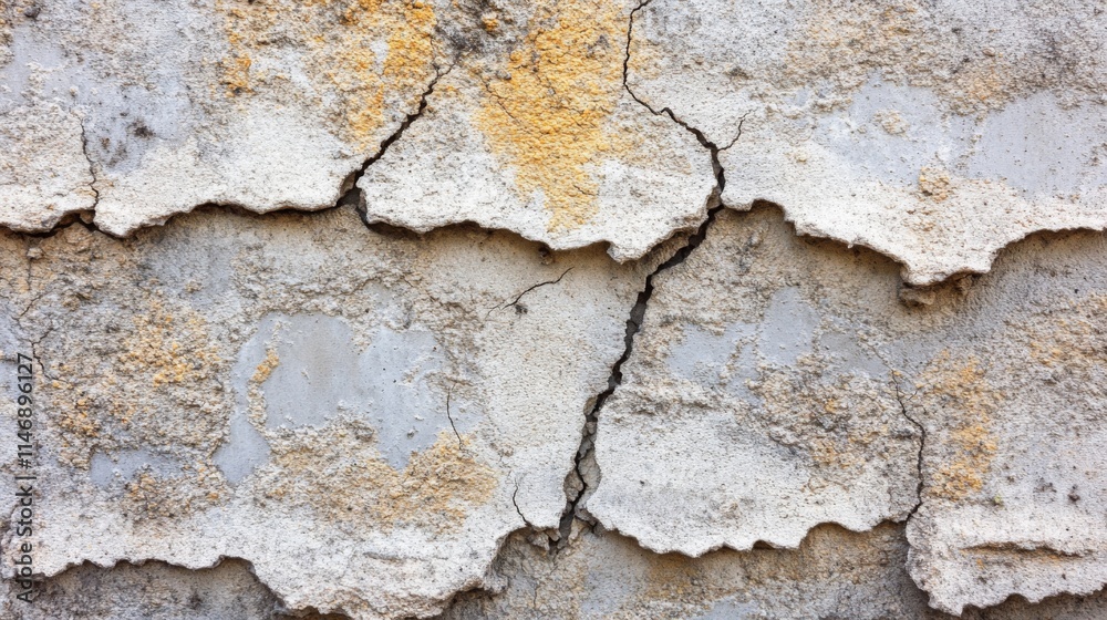 Cracked and Weathered Exterior Wall Surface Texture