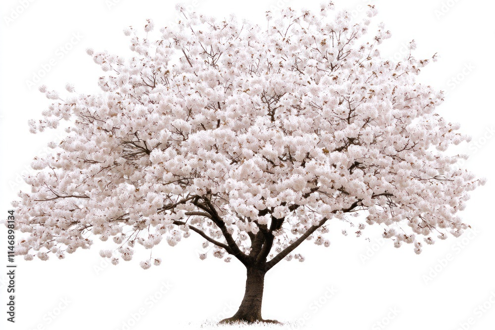 Naklejka premium Full bloom cherry blossom tree isolated on white background.