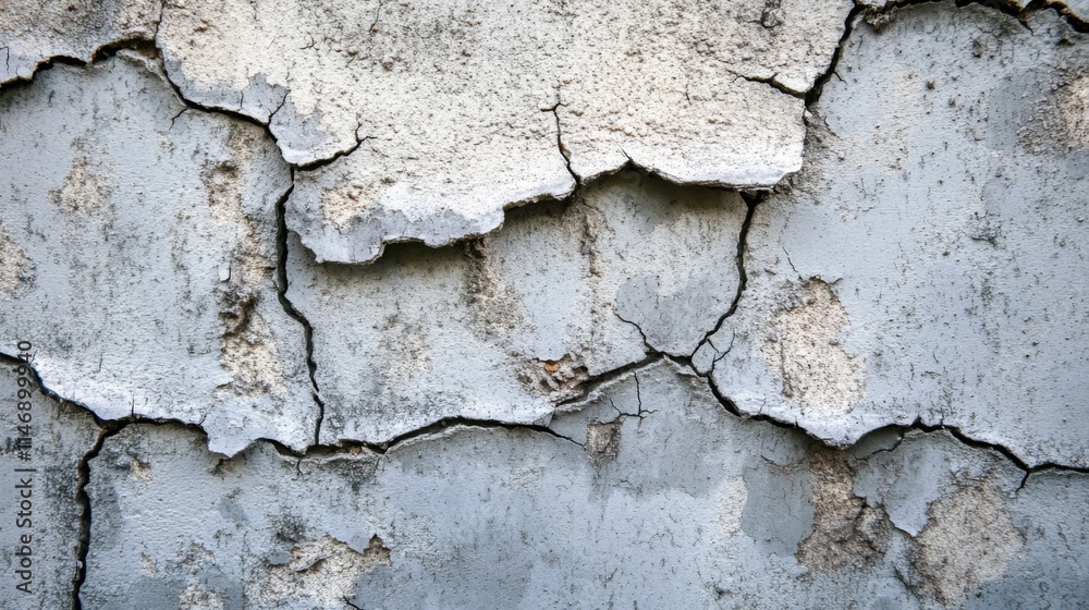 Fototapeta premium Cracked and weathered exterior wall surface texture