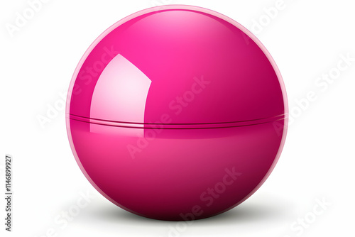 A glossy pink sphere, possibly a container or decorative object, with a smooth finish.