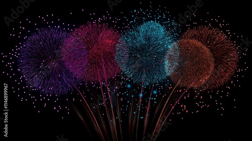 Colorful fireworks bursting over a city, vibrant Festival of Lights celebration. photo